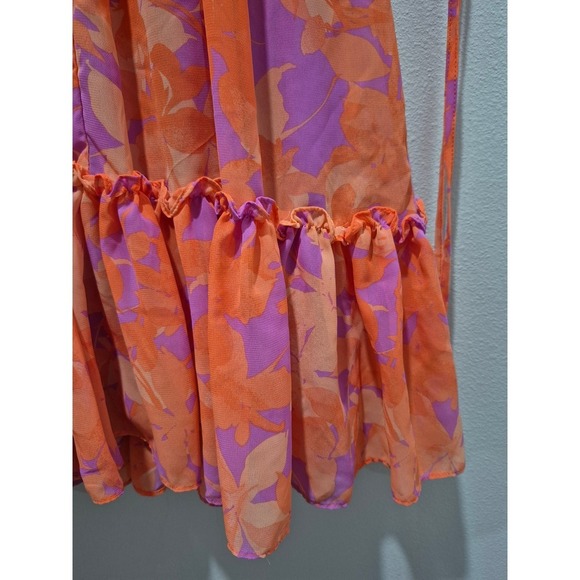 Taylor Bohemian Floral Print V Neck Button Front Tiered Ruffle Mini Dress - Picture 4 of 7